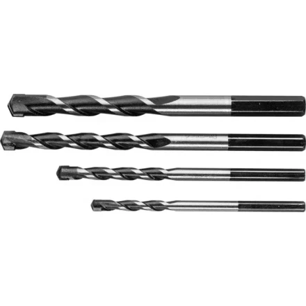 Набор ЗУБР Свёрла "СУПЕР-6" по бетону ударные, с шестигранным хвостовиком, 5-6-8-10 мм, 4шт 2916-H4 купить в Нижневартовске