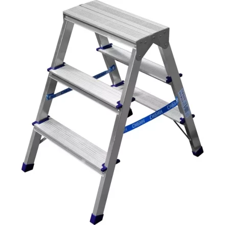 Лестница-стремянка двухсторонняя алюминиевая, СИБИН 38825-03, 3 ступени 38825-03 купить в Нижневартовске