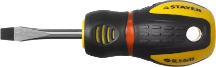 Отвертка STAYER "PROFESSIONAL" "PROTech", двухкомп рукоятка, намагниченная, Cr-Mo, SL5,5x38мм 25131-05-38_z02 купить в Нижневартовске