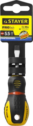 Отвертка STAYER &quot;PROFESSIONAL&quot; &quot;PROTech&quot;, двухкомп рукоятка, намагниченная, Cr-Mo, SL5,5x38мм 25131-05-38_z02 купить в Нижневартовске