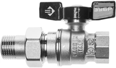 Кран шаровой ЗУБР полнопроходной с накидной гайкой "мама-папа", бабочка, никелированная латунь, 1/2" 4-51327-C-1/2 купить в Нижневартовске