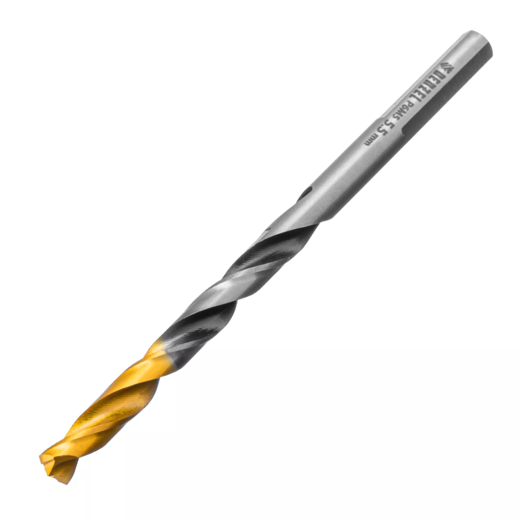 Сверло спиральное по металлу Denzel 5,5 x 93мм, Р6М5, Golden Tip, многогранная заточка, 718277 купить в Нижневартовске