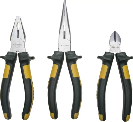 Набор губцевых инструментов KRAFTOOL&quot;KRAFT-MAX&quot;, Cr-Mo, маслобензост двухкомп. рукоятки, повыш износостойкость, 3предм 22011-H3 купить в Нижневартовске