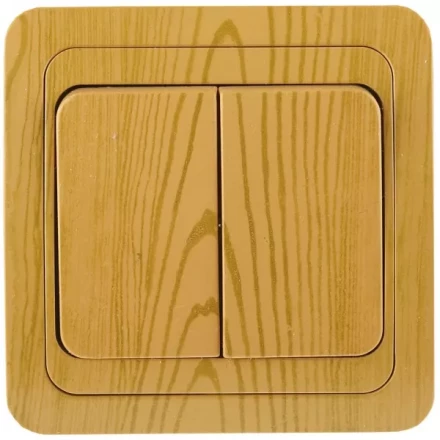 Выключатель СВЕТОЗАР "ГАММА" двухклавишный, цвет ольха, 10A/~250B SV-54134-A купить в Нижневартовске