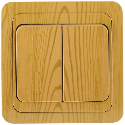 Выключатель СВЕТОЗАР "ГАММА" двухклавишный, цвет ольха, 10A/~250B SV-54134-A купить в Нижневартовске