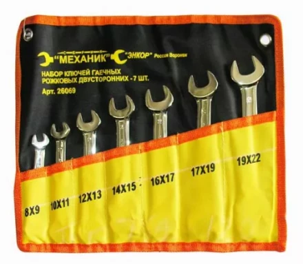 Набор ключей рожковых 7шт чехол Энкор 26069 купить в Нижневартовске