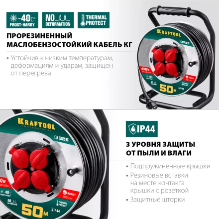 Силовые удлинители на стальной катушке  HEAVY DUTY 4.0, кабель КГ 3х2,5 кв мм 55086-50 купить в Нижневартовске