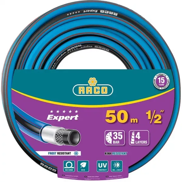 Шланг RACO "EXPERT" поливочный, 30атм., армированный, 3-х слойный, 1/2"x50м 40302-1/2-50 купить в Нижневартовске