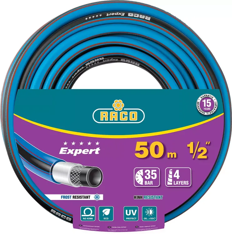 Шланг RACO "EXPERT" поливочный, 30атм., армированный, 3-х слойный, 1/2"x50м 40302-1/2-50 купить в Нижневартовске