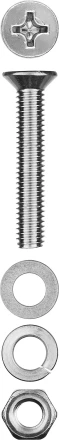Винт (DIN965) в комплекте с гайкой (DIN934), шайбой (DIN125), шайбой пруж. (DIN127), M4 x 40 мм, 15 шт, ЗУБР 303456-04-040 купить в Нижневартовске