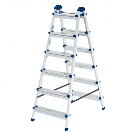 Стремянка двухсторонняя 6 ступеней сталь профиль стальные ступени Сибртех 97986 купить в Нижневартовске