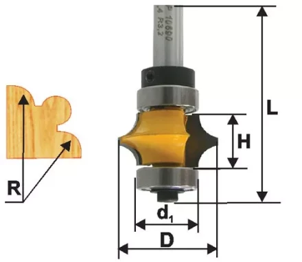 Фреза кромочная фигурная Ф223Х95 мм R32 мм хвостовик 8 мм 46426 купить в Нижневартовске