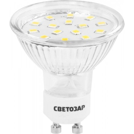 Лампы СВЕТОЗАР светодиодные &quot;LED technology&quot;, цоколь GU10, теплый белый свет (3000К), 220В, 3Вт (25) 44560-25_z01 купить в Нижневартовске