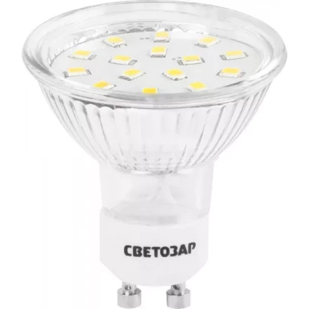 Лампы СВЕТОЗАР светодиодные "LED technology", цоколь GU10, теплый белый свет (3000К), 220В, 3Вт (25) 44560-25_z01 купить в Нижневартовске
