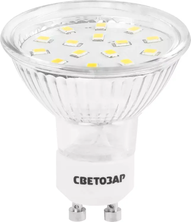 Лампы СВЕТОЗАР светодиодные "LED technology", цоколь GU10, теплый белый свет (3000К), 220В, 3Вт (25) 44560-25_z01 купить в Нижневартовске