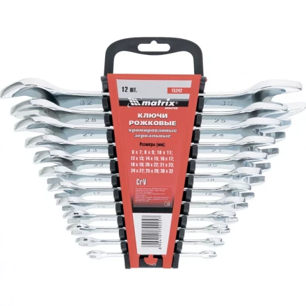 Набор ключей  рожковых 12шт. (6-32мм) CrV Elliptical зерк. хромирование MATRIX Master 15242 купить в Нижневартовске