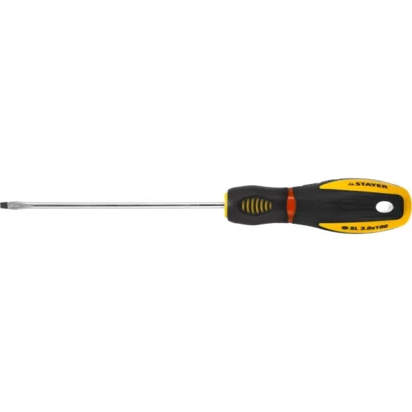 Отвертка STAYER "PROFI" "PROTech", двухкомп рукоятка, намагниченная, Cr-Mo, SL3,0x100мм 25131-03-10_z02 купить в Нижневартовске