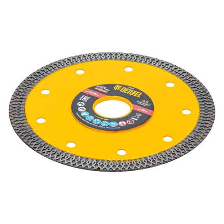 Диск алмазный отрезной Denzel 125 х 22,2мм, сплошной, супертонкий, горячий пресс, сухой/мокрый рез 73058 купить в Нижневартовске