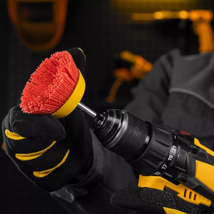 Щетка для дрели, 75 мм, Чашка, со шпилькой, нейлоновая щетина Denzel 74436 купить в Нижневартовске