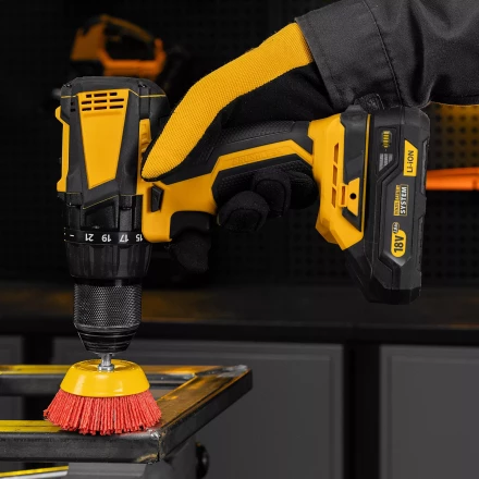 Щетка для дрели, 75 мм, Чашка, со шпилькой, нейлоновая щетина Denzel 74436 купить в Нижневартовске