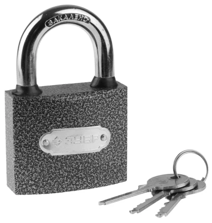 Замок ЗУБР навесной, металлический корпус, закаленная дужка, 60мм 3712-60 купить в Нижневартовске