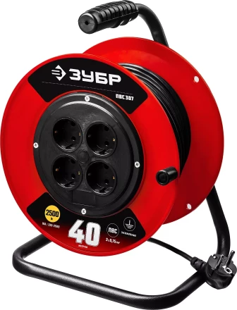 Удлинитель на катушке "ПВС 307", 40 м, 2500 Вт, 4 гнезда, ПВС 3х0,75 кв мм, ЗУБР 55083-40 купить в Нижневартовске