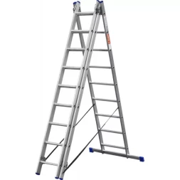 Лестница ЗУБР универсальная, трехсекционная со стабилизатором, 9 ступеней 38831-09