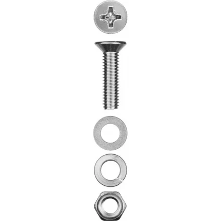 Винт (DIN965) в комплекте с гайкой (DIN934), шайбой (DIN125), шайбой пруж. (DIN127), M4 x 30 мм, 18 шт, ЗУБР 303456-04-030 купить в Нижневартовске
