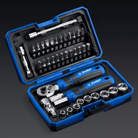 ЗУБР Профессионал-39 набор 39 шт: трещетка, отвертка-битодержатель с насадками (25180) купить в Нижневартовске