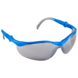 Очки ЗУБР "ЭКСПЕРТ" защитные, серые, с зеркальным покрытием, поликарбонатная монолинза с двухкомпонентными регулируемыми дужками 110312