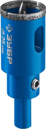 Коронка ЗУБР алмазная в сборе по кафелю, керамике с центрирующим сверлом и имбусовым ключом, зерно 60, 25мм 29850-25 купить в Нижневартовске