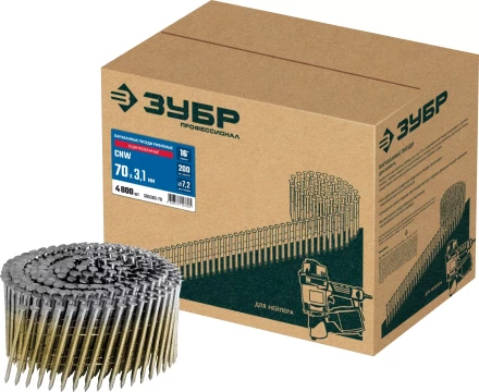 ЗУБР CNW 70 х 3.1 мм, барабанные гвозди рифленые оцинкованные, 4800 шт (305383-70) купить в Нижневартовске