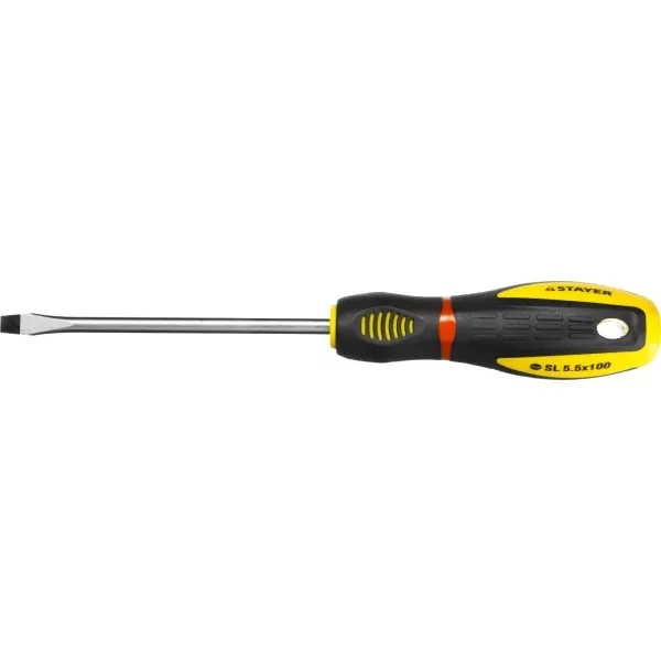 Отвертка STAYER "PROFI" "PROTech", двухкомп рукоятка, намагниченная, Cr-Mo, SL5,5x100мм 25131-05-10_z02 купить в Нижневартовске