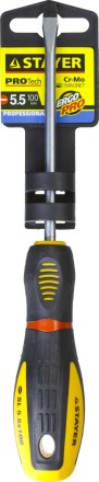Отвертка STAYER &quot;PROFI&quot; &quot;PROTech&quot;, двухкомп рукоятка, намагниченная, Cr-Mo, SL5,5x100мм 25131-05-10_z02 купить в Нижневартовске