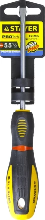 Отвертка STAYER "PROFI" "PROTech", двухкомп рукоятка, намагниченная, Cr-Mo, SL5,5x100мм 25131-05-10_z02 купить в Нижневартовске