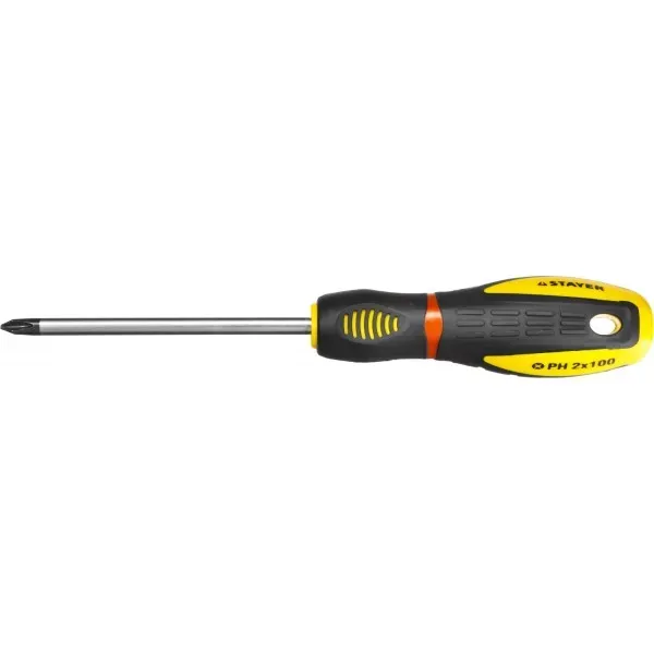 Отвертка STAYER "PROFI" "PROTech", двухкомп рукоятка, намагниченная, Cr-Mo, PH2x100мм 25132-2-10_z02 купить в Нижневартовске