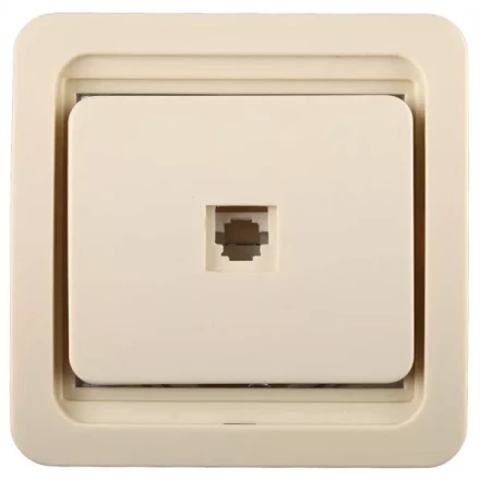 Розетка СВЕТОЗАР "ГАММА" телефонная одинарная, цвет бежевый SV-54117-B купить в Нижневартовске