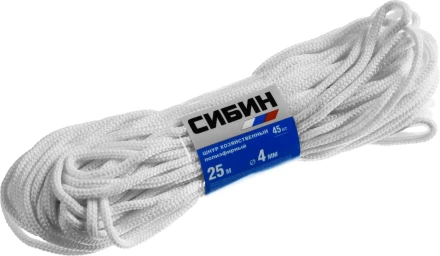 Шнур хозяйственный СИБИН, полиэфирный, длина 25 м, диаметр - 4мм 50264 купить в Нижневартовске