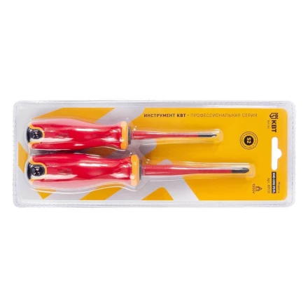 Набор диэлектрических отверток КВТ SLIM VDE НИО-2202 PZ-FL сталь S2, профиль PZ/FL, 2 шт. (88930) купить в Нижневартовске