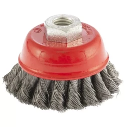 Щетка для УШМ 75 мм М14 "чашка" двухрядная крученая проволока 0,35 мм MTX 74676