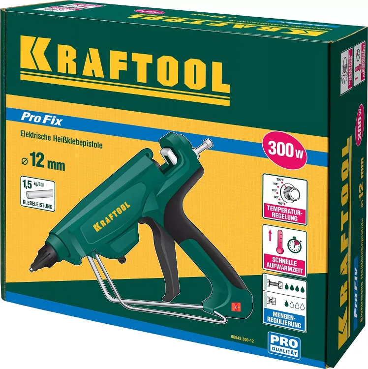 Пистолет клеевой (термоклеящий) "PRO", KRAFTOOL 06843-300-12, электр, двухкомп корпус, регулятор темп, выход клея 1,5 кг/час, d=12мм, 300Вт 06843-300-12 купить в Нижневартовске