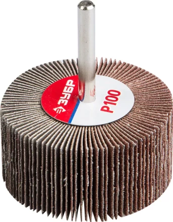 Круг шлифовальный ЗУБР "МАСТЕР" веерный лепестковый, на шпильке, тип КЛО, зерно-электрокорунд нормальный, P100, 30х60мм 36602-100 купить в Нижневартовске