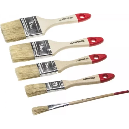 Набор STAYER "STANDARD" "UNIVERSAL": Кисти, светлая натур щетина, деревянная ручка, 4шт: 25, 38, 50мм; плоская №0 0162-H4_z01 купить в Нижневартовске